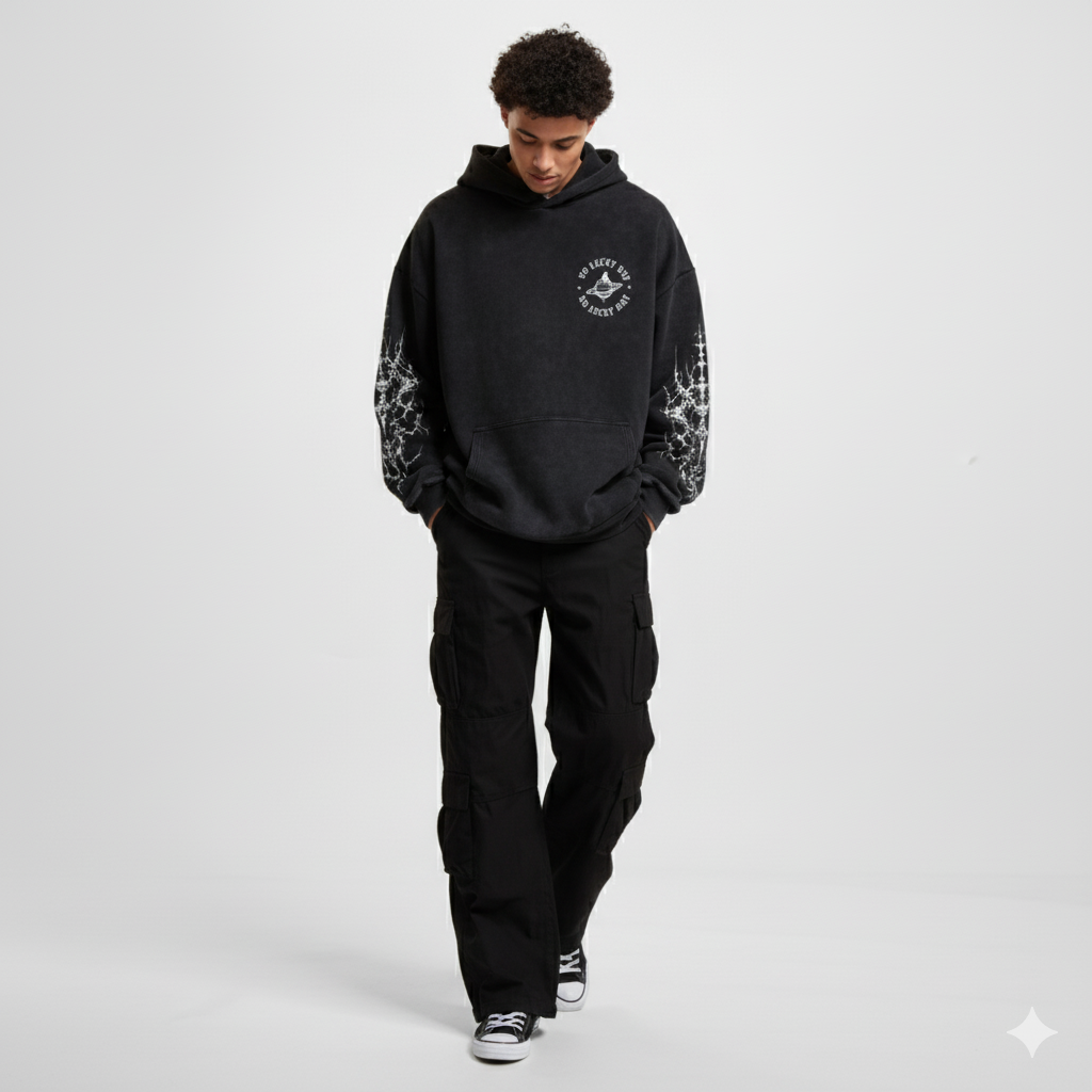 BLACK GOTH HOODIE 400GSM
