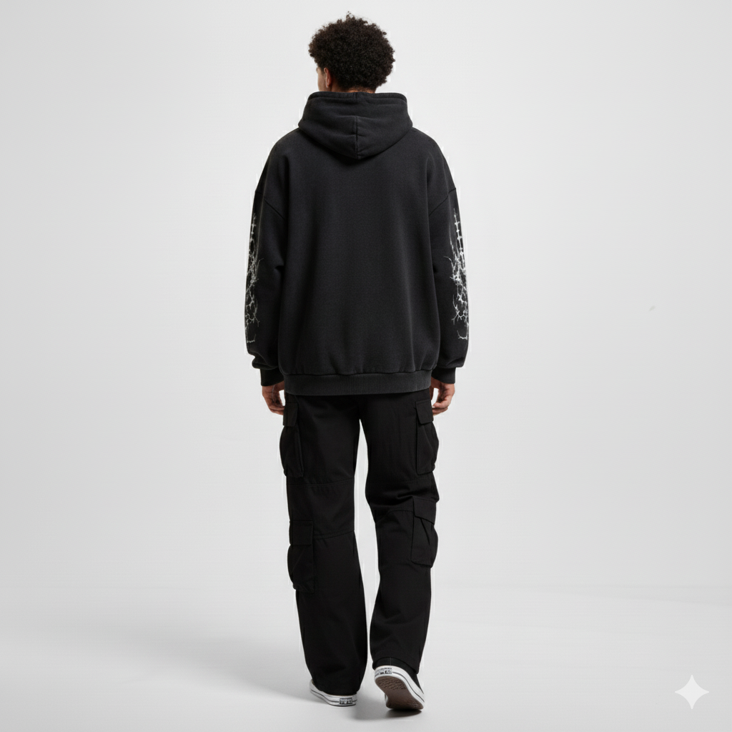 BLACK GOTH HOODIE 400GSM